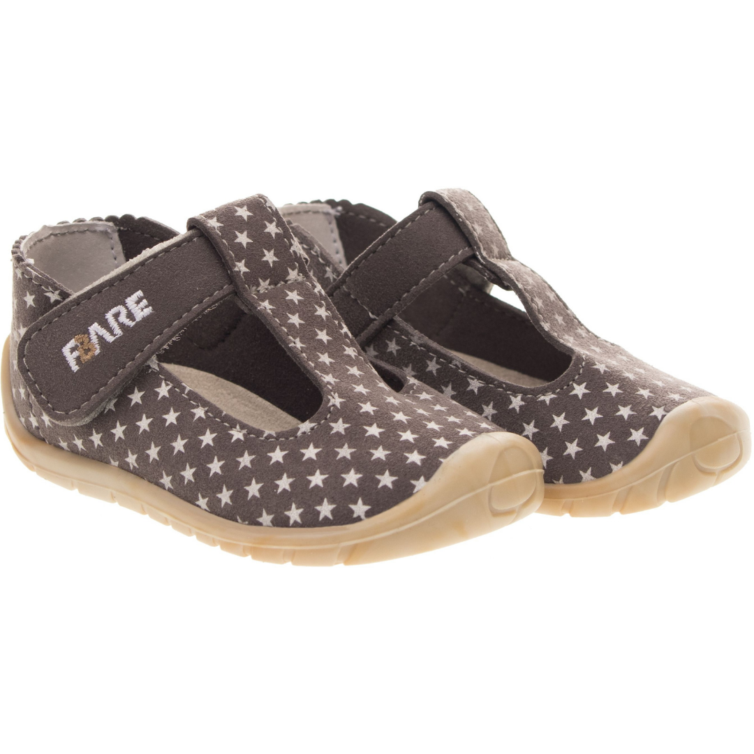 Sandaletti in tessuto grigio con stelline