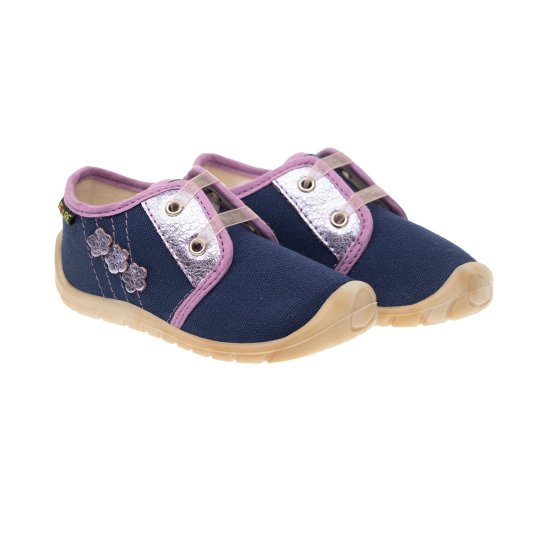 Scarpine tessuto blu/rosa con lacci