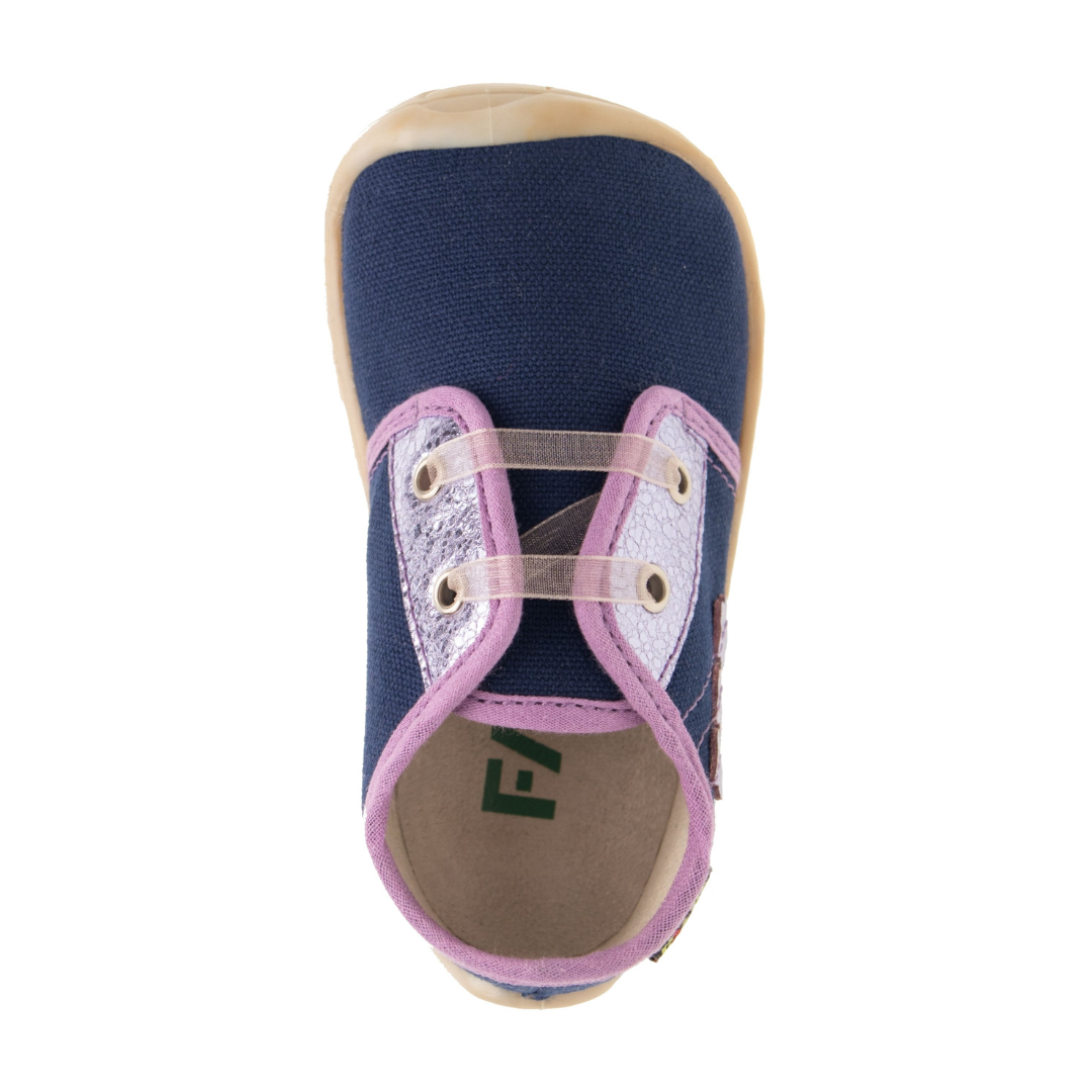 Scarpine tessuto blu/rosa con lacci
