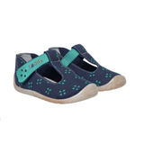 Blue fabric sandals with four-leaf clovers