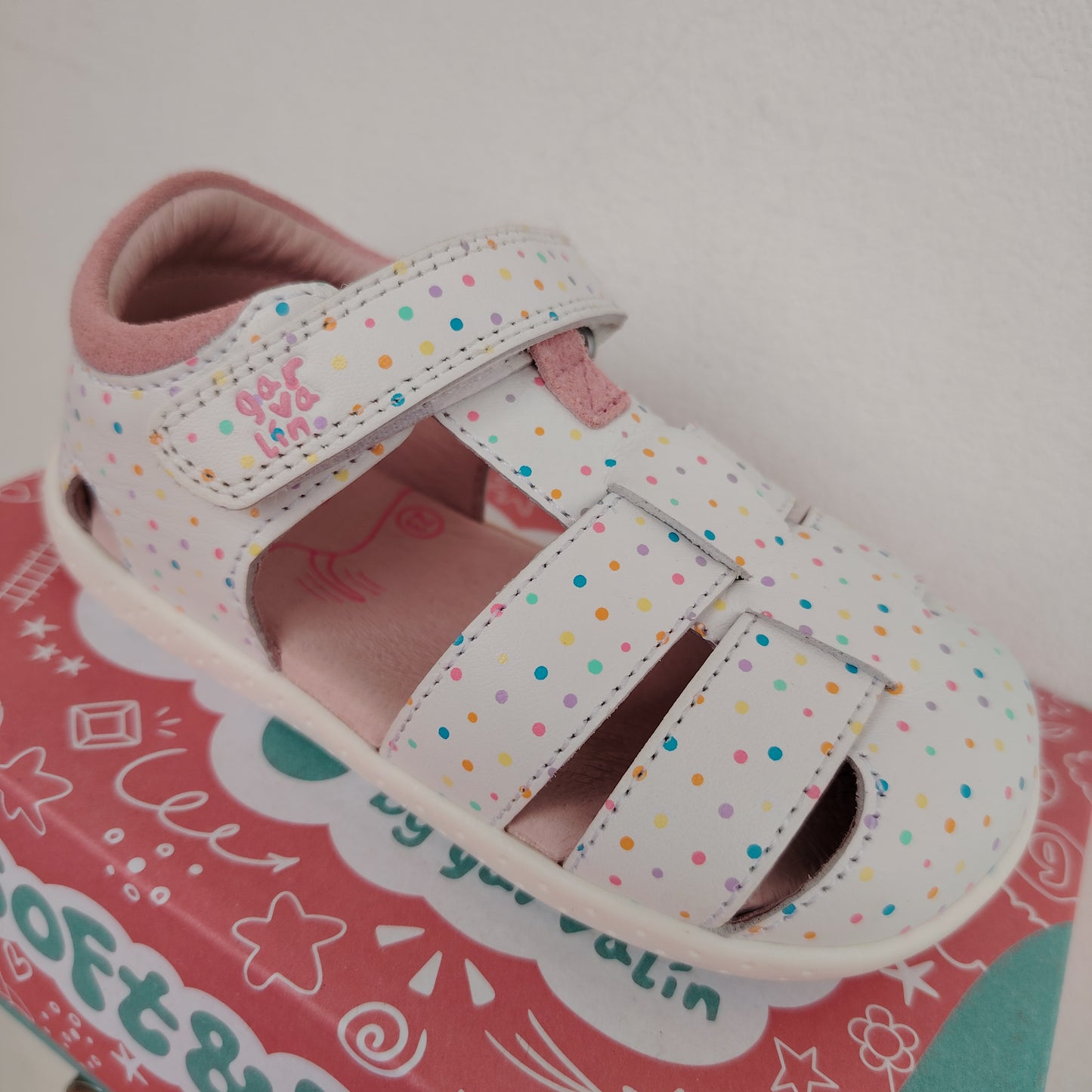Sandaletto Bianco a pois in pelle