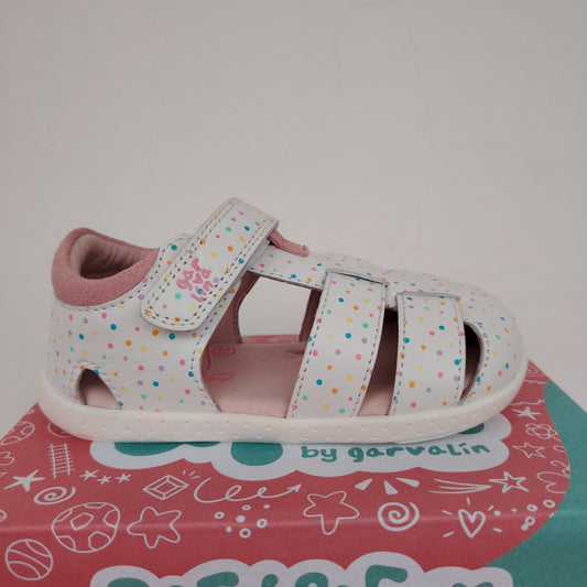 White Polka Dot Leather Sandal